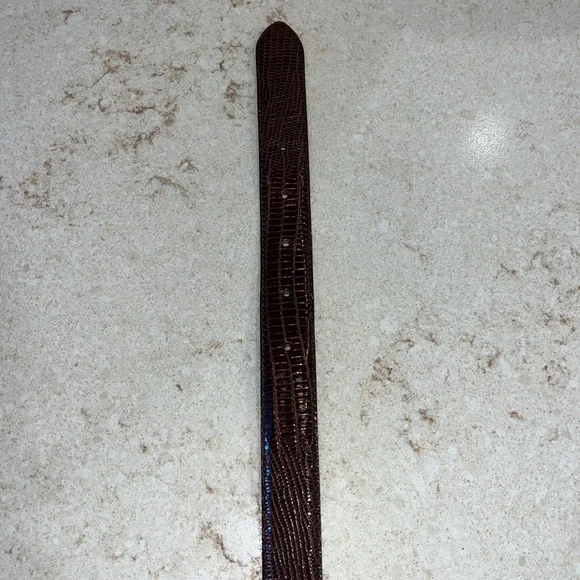 Vintage Ralph Lauren Women Genuine Lizard Brown Belt Sz 36 Made in Italy - Picture 3 of 10